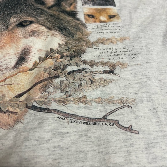 Vintage Wildside Wolf Men’s Graphic Tee Shirt Large Long Sleeve Gray 90’s Print - Picture 2 of 5